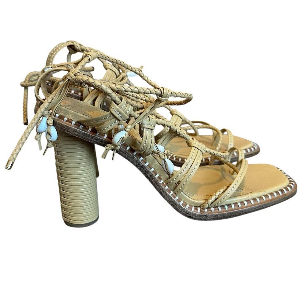 Ulla Johnson Cora High Heel Ankle Strap Sandals Seashell Leather Size 40 9.5 - Picture 6 of 15